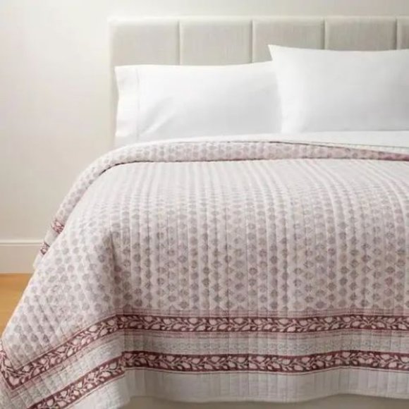 Threshold Other - Threshold Decorative Border Cotton Slub Wood Block Print Quilt Mauve